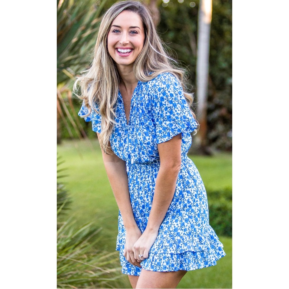 WALKER & WADE | $188 Courtney Dress in Blue Poppy, Size Large